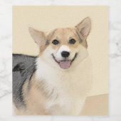 ペンブローク・ウェルシュ・コーギー絵画 - オリジナル犬アート ワインラベル (シングルラベル)