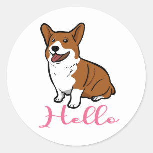 ペンブローク・ウェルシュ・コーギー かわいいパピー・ドッグ カートゥーン ラウンドシール