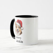ペンブローク・ウェルシュ・コーギー サンタ帽子 クリスマス 犬 マグカップ (正面左)