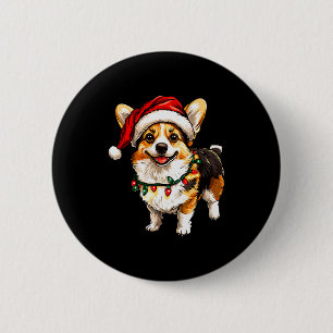 ペンブローク・ウェルシュ・コーギー サンタ クリスマスツリーライト X 缶バッジ