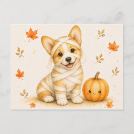 ペンブローク・ウェルシュ・コーギー・ミイラ・ハロウィン ポストカード