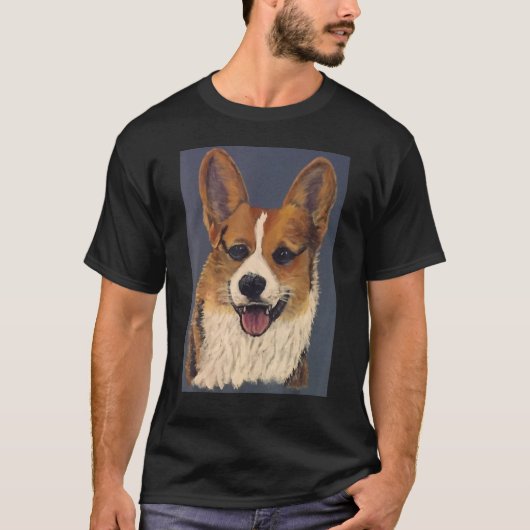ペンブローク・ウェルシュ・コーギー 油絵 Tシャツ (正面)