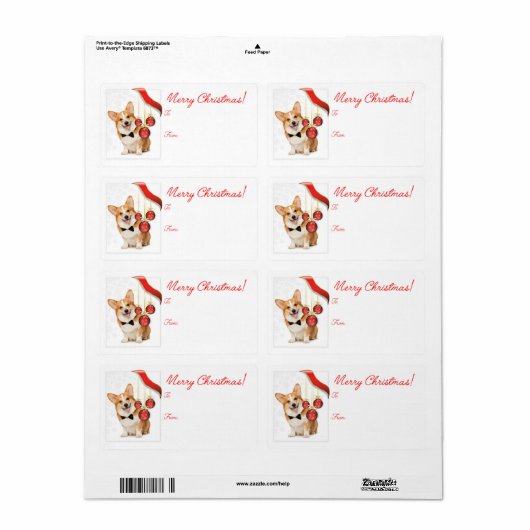 ペンブローク·コルギ·クリスマスプレゼント·ラベル ラベル (フルシート)