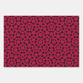 ペンローズタイリングブラック&レッド非反復性非周期性 ラッピングペーパーシート (正面2)