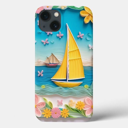 ペン先細工の帆船のある自然風景 Case-Mate iPhoneケース (裏面)