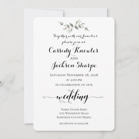 ペン素朴とインクの書結婚跡 招待状 (正面)