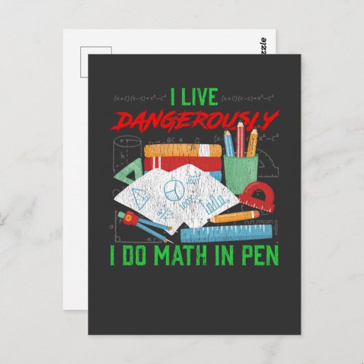 ペン計算数学先生学生おたくユーモア ポストカード (正面/裏面)