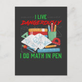 ペン計算数学先生学生おたくユーモア ポストカード (正面)