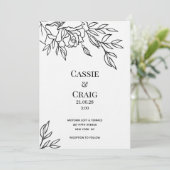 ペン&インクバラズ結婚ラグジュアリーシック紙インビタティ 招待状 (スタンド正面)