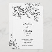 ペン&インクバラズ結婚ラグジュアリーシック紙インビタティ 招待状 (正面/裏面)