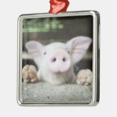 ペン、コブタのベビーのブタ メタルオーナメント (左)