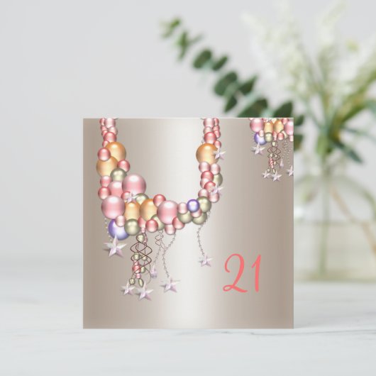 ペーかわいらしターピーチパールスターズ21歳の誕生日 招待状