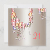 ペーかわいらしターピーチパールスターズ21歳の誕生日 招待状 (正面)