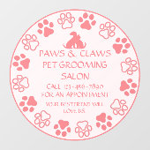 ペーカスタマイズズ爪ペットグルーミングフロントピンク ウィンドウサイン (シート)