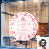 ペーカスタマイズズ爪ペットグルーミングフロントピンク ウィンドウサイン (カフェ窓)