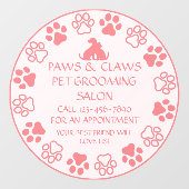 ペーカスタマイズズ爪ペットグルーミングフロントピンク ウィンドウサイン (シート)