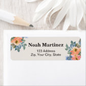 ペーキー ブルー 水彩 花 ラベル (インサイチュ)