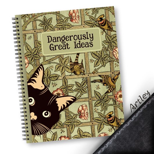 ペークおもしろいキャットウィリアムモリススタイルフローラ ノートブック