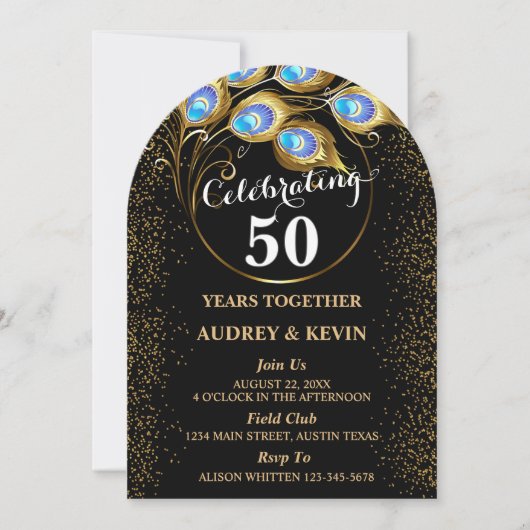 ペーコックフェザー 50周年記念結婚式 招待状 (正面)