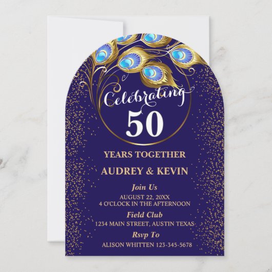 ペーコックフェザー 50周年記念結婚式 招待状 (正面)