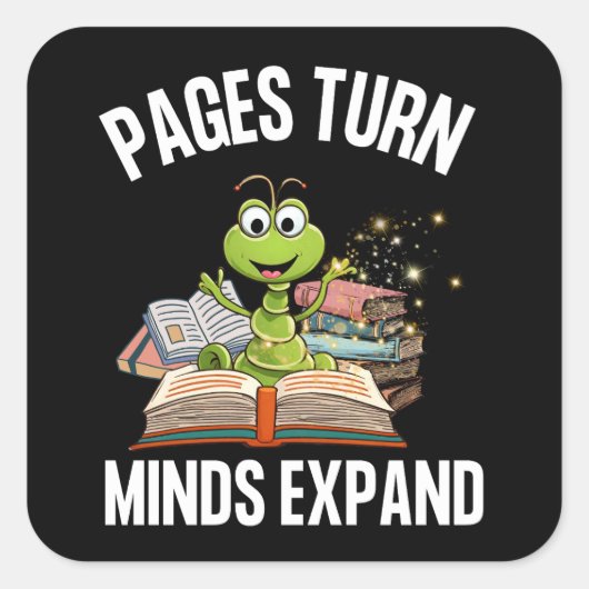 ページが心を変えるブックワームを拡張 スクエアシール (正面)