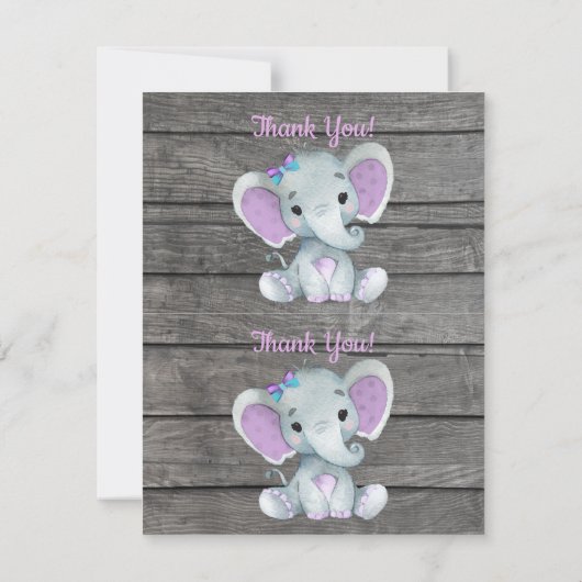 ページごとに2枚のサンキューカーズ゛ド・エレファントガールシャワー 招待状 (裏面)