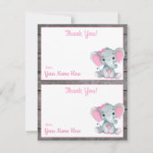 ページごとに2枚のサンキューカーズ゛ 象の女の子のシャワー 招待状 (正面)