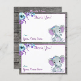 ページごとに2枚のサンキューカーズ゛ 象の女の子シャワー 招待状