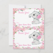 ページごとに2枚のサンキューカーズ゛　象の女の子シャワー 招待状 (正面)