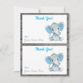 ページごとに2枚の感謝カード 象の男の子シャワー 招待状 (正面)