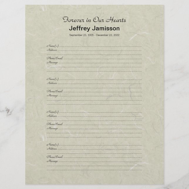 ページごとの記念の4本の注入口のサインインのページの名前 (正面)