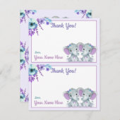 ページに2枚のサンキューカーズ゛ エレファント ツインシャワー 招待状 (正面/裏面)