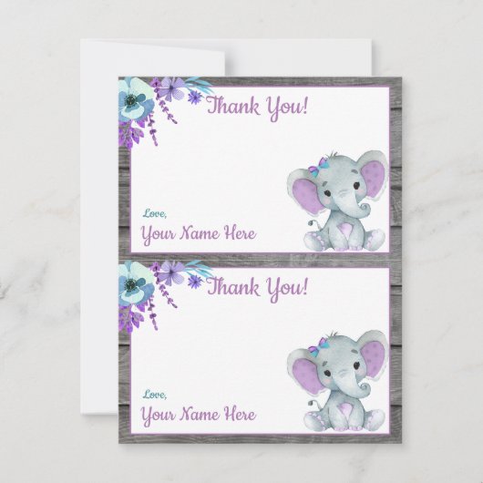 ページに2枚のサンキューカーズ゛ド・エレファントガールシャワー 招待状 (正面)