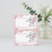 ページに2枚のサンキューカーズ゛ド　象の女の子シャワー 招待状 (スタンド正面)