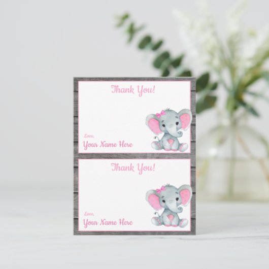 ページに2枚のサンキューカーズ 象の女の子シャワー 招待状 (スタンド正面)