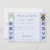 ページの男の子-テディー・ベアの青い結婚式の招待 招待状 (裏面)