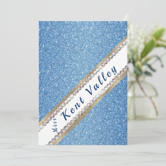 ページェントのサッシュの旗のグリッターの招待状 招待状 (スタンド正面)