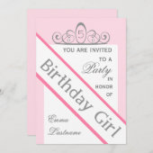 ページェントのサッシュ及びティアラの誕生日のパーティの招待状 招待状 (正面/裏面)