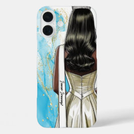ページェント携帯ケース 青 金 スパンコール ページェント iPhone 16 PLUSケース