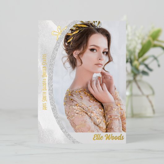 ページェント用大理石アイスフォイルオートグラフカード 箔招待状 (立ち正面)