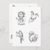 ページスケッチの色を付子供へける 招待状 (正面/裏面)