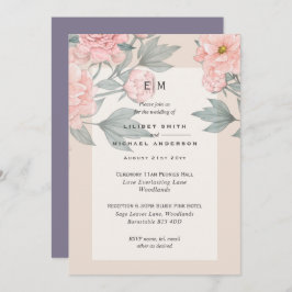 ページボーイ ブラッシュ ピーチ ピオニー ライラック 結婚式 招待状 披露宴