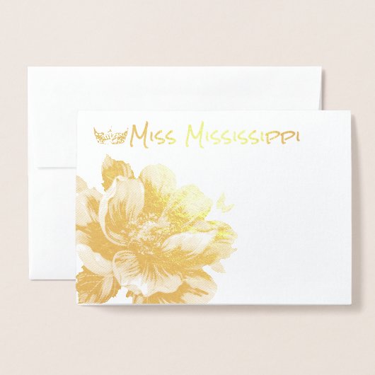 ページャントクラウン&マグノリアゴールドフォイルサンキューカード 箔カード (封筒付き正面)