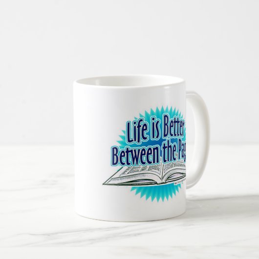 ページ間のエピックブルーリーダー作家スローガン コーヒーマグカップ (正面右)