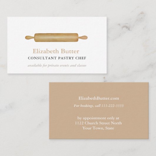 ペーストリー作りの職人か私用ベーキングは、麺棒分類します 名刺 (正面/裏面)