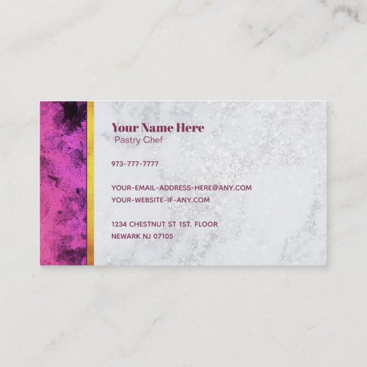 ペーストリー作りの職人のスローガンの名刺 名刺 (裏面)