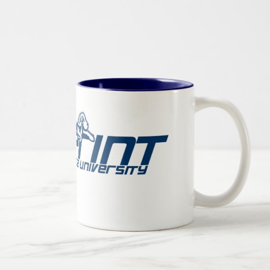 ペース大学-足のプリントのマグ ツートーンマグカップ (右)