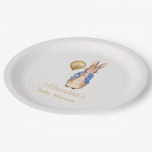 ペーターのオーダーメイドのウサギの赤ちゃんシャワー ペーパープレート (アングル)