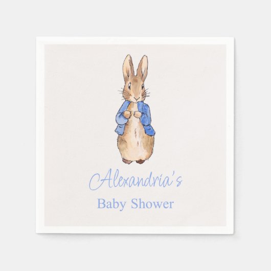ペーターのパーソナライズうさぎの赤ちゃんシャワー気球 スタンダードカクテルナプキン (正面)