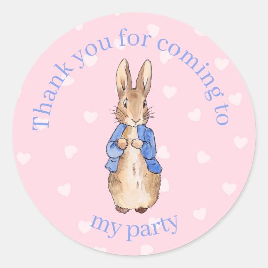 ペーターのパーソナライズウサギの赤ちゃんシャワーありがとう ラウンドシール (正面)